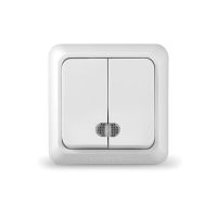 Выключатель бел о/у 2 кл 10А с подс.