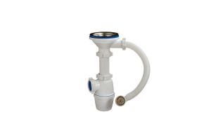 Е-4011, САНТЕХПРОДУКТ сифон бутылочный 3 1/2 х 40 с переливом одним отводом, с гофрошлангом