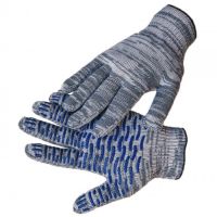 Перчатки х/б с ПВХ Волна БЕРЁЗКА 5-нитей, 10 кл, 46-48гр, серо-белая основа