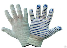 Перчатки х/б с ПВХ Точка 5-нитей, 10кл, 51-53 гр, белая основа