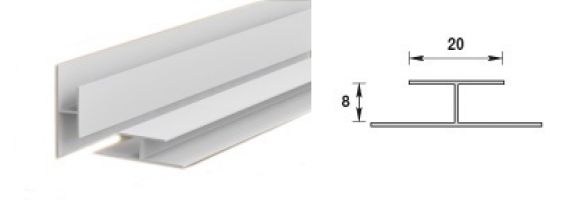 Профиль стыковочный для панелей 8мм 3,0м Белый глянцевый/001-G