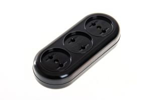 Корпус удлинителя 3гн, 2 полюса, 16А, 250 В, карболит, Ретро