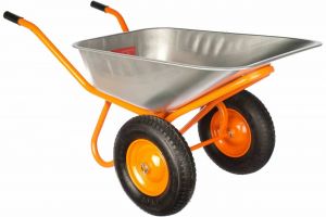 Тачка строительная Bohrer ТВН-2Н, двухколесная, колесо 3,25-8, объем корыта 110л,толщ.0,8мм, груз 21