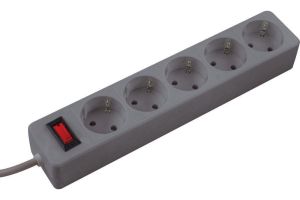 КОСМОС сет. удл.-фильтр ПВС 3х0.75 5 роз. 3 м 10А серый, земля, выкл.