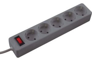 КОСМОС сет. удл.-фильтр ПВС 3х0.75 5 роз. 5 м 10А серый, земля, выкл.