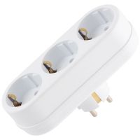 Тройник линейный (с з/з контактами) 16 А белый