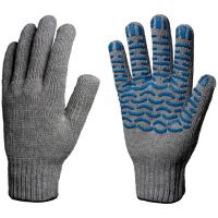 Перчатки рабочие хб 6 нитей 7,5 класс с ПВХ ЛЮКС СЕРЫЕ.