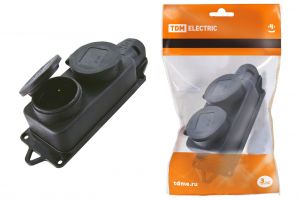 EKF колодка двойная 2 гн. с загл. каучук 2P+PE 1x16A IP44(Турция)