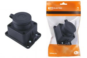 EKF розетка прямая 1 гн. с загл. каучук 2P+PE 1x16A IP44