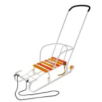 Спорт Санки Салазки ССК Бел/Серебр ручка перестав спинка плоские полозья 3см колесо НИКА