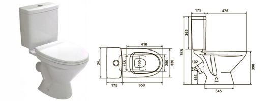 Унитаз-компакт Вест ТОП (косой выпуск, 1 режим, крышк ПП, нижн подкл)