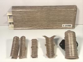 Угол для плинтуса 80мм «Идеал Система» Дуб снежный / 215 торцевой (пара)