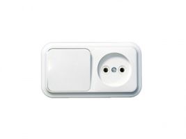 Блок розетка 1 мест. земля(16)А-250В+ перекл. 1кл. 1 полюс. 2 направл.10А, IP54