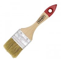 КИСТЬ ПЛОСКАЯ «ЕВРО» №1,5/38 ММ  (12/600) НАТУР.ЩЕТИНА, ДЕРЕВ.РУЧКА «КЕДР»
