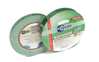 Лента клеящ 2-стор 19мм х 5м  на вспененной основе (скотч зеркальный) профессиональная MILEN