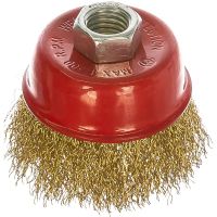 ЩЕТКА ДЛЯ УШМ «ЧАШКА»   75 ММ  М14, ЛАТУН. ВИТАЯ ПРОВОЛ. (1/100) «КЕДР»